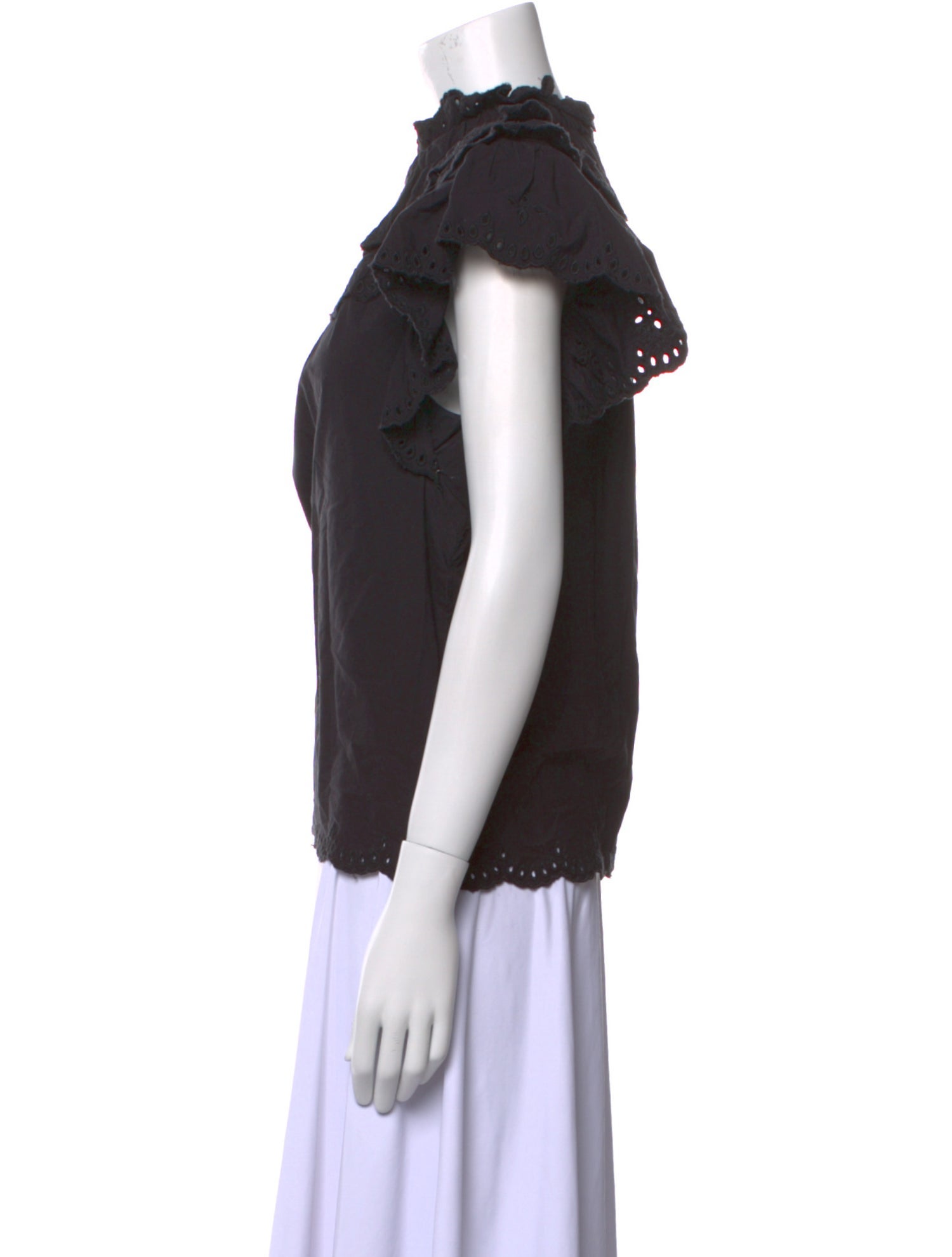 Sea New York Mock Neck Short Sleeve Blouse