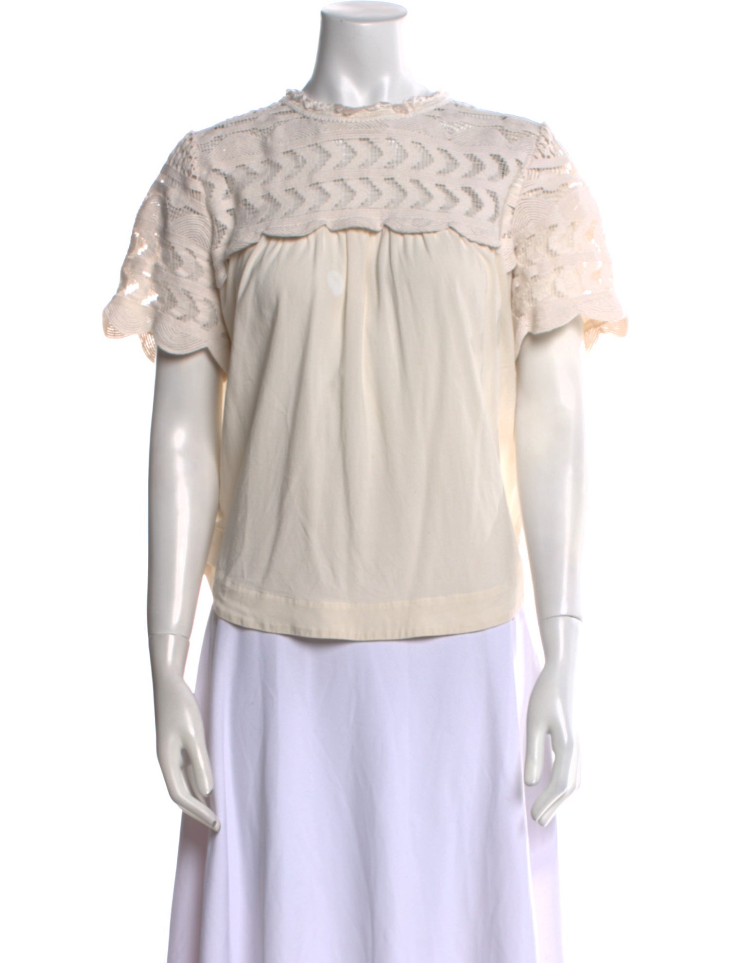 Sea New York Mock Neck Short Sleeve Blouse