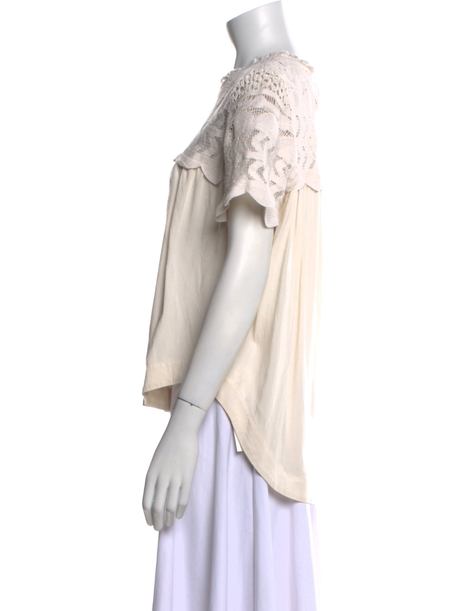 Sea New York Mock Neck Short Sleeve Blouse