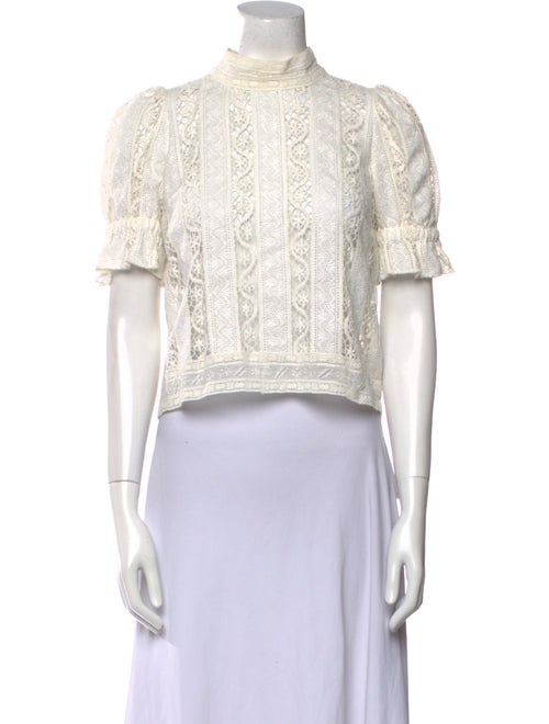 Sea New York Lace Pattern Mock Neck Crop Top