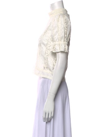 Sea New York Lace Pattern Mock Neck Crop Top