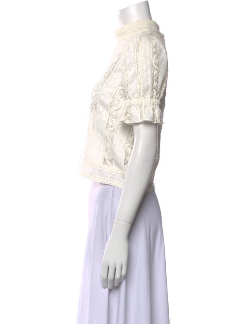 Sea New York Lace Pattern Mock Neck Crop Top