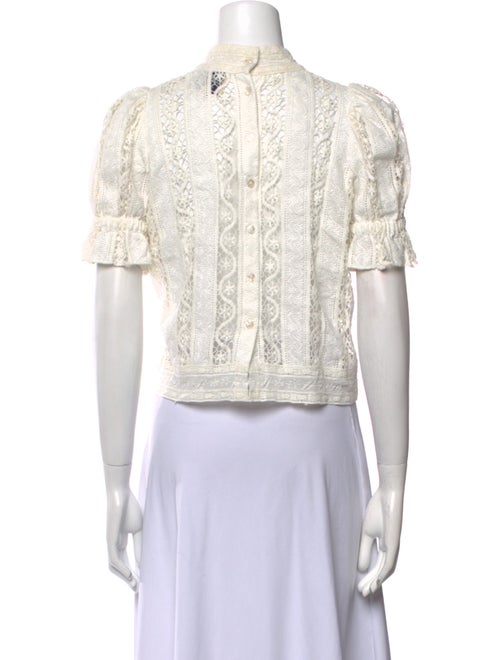 Sea New York Lace Pattern Mock Neck Crop Top