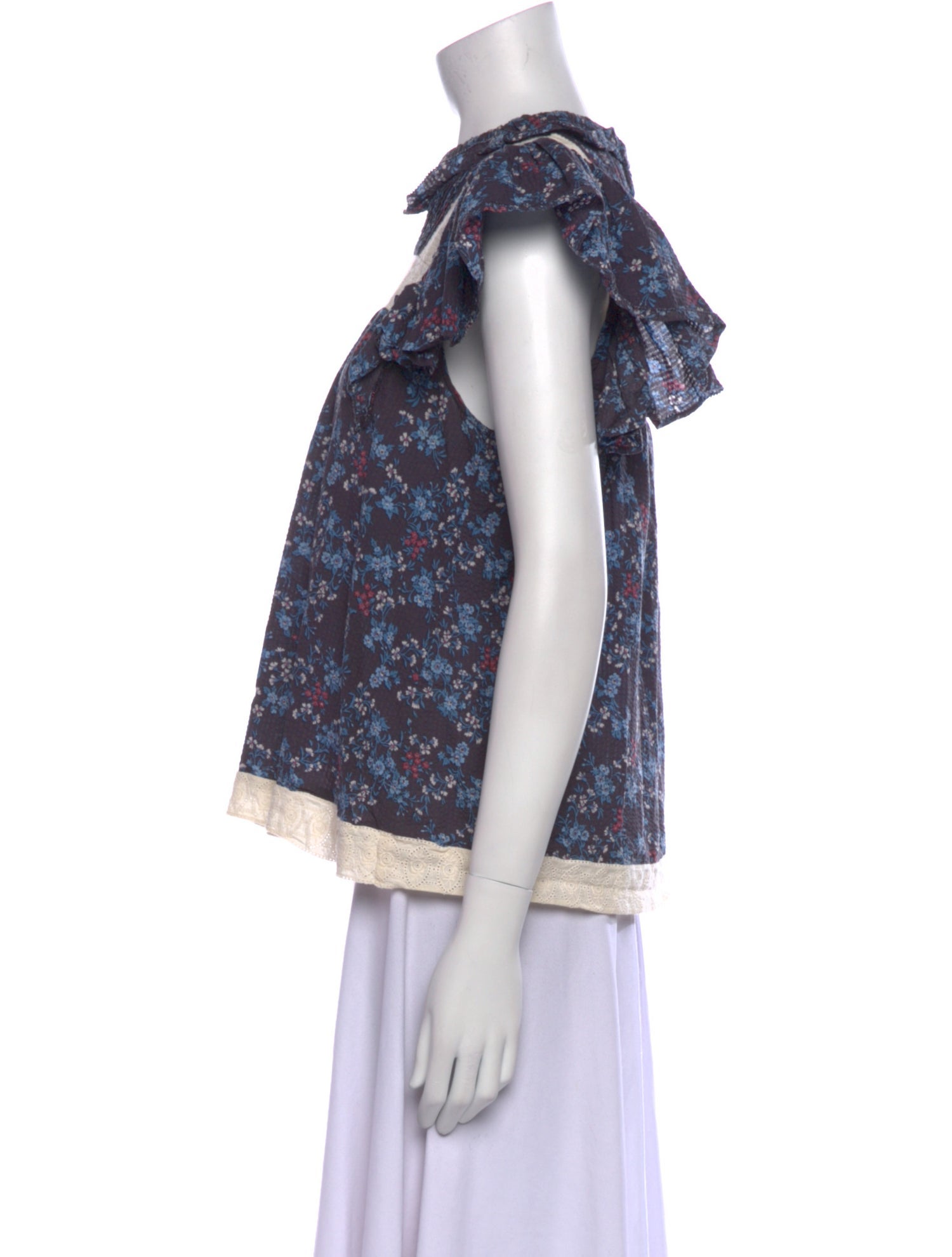 Sea New York Floral Print Square Neckline Blouse