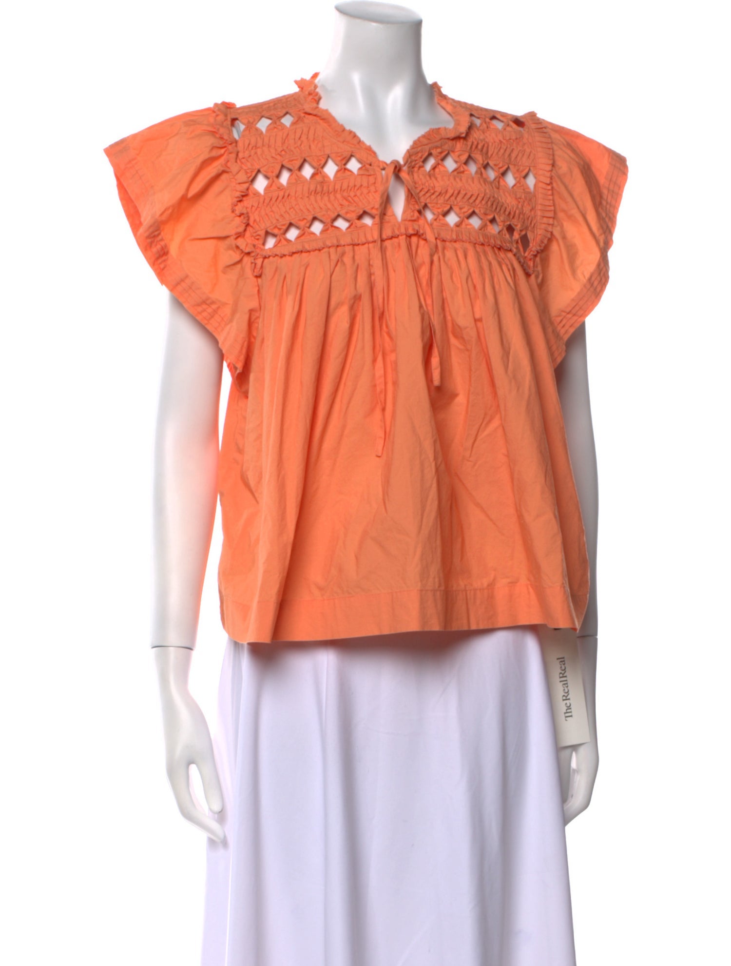 Sea New York Tie Neck Short Sleeve Blouse