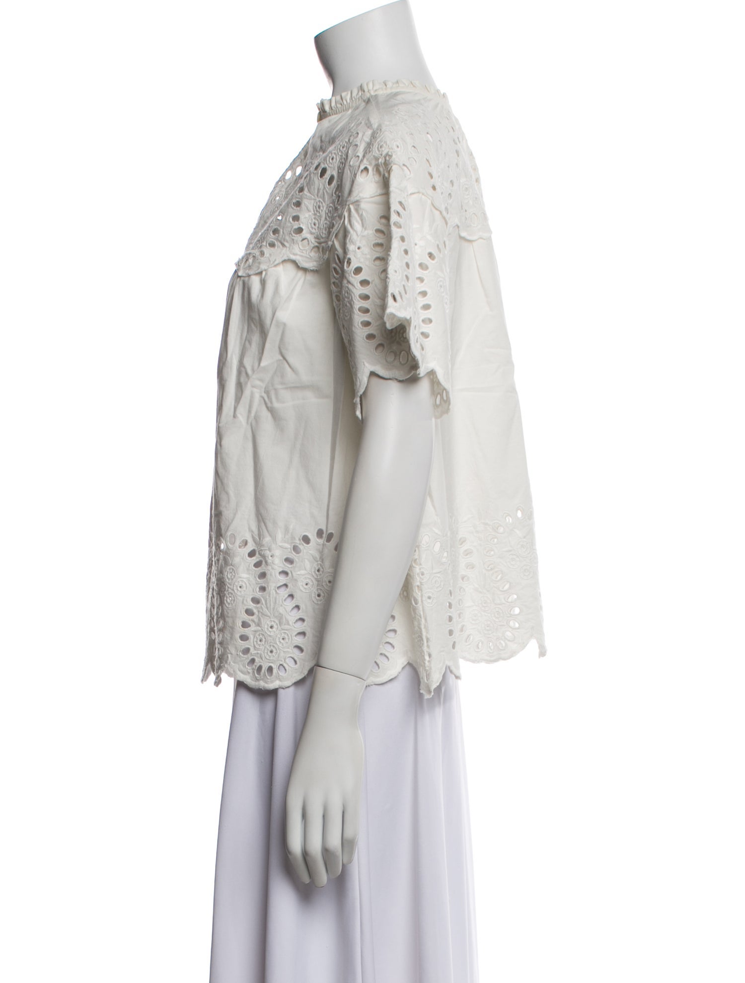 Sea New York Mock Neck Short Sleeve Blouse