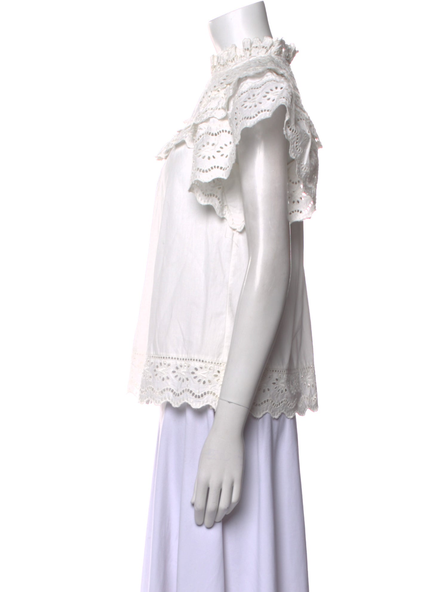 Sea New York Mock Neck Short Sleeve Blouse