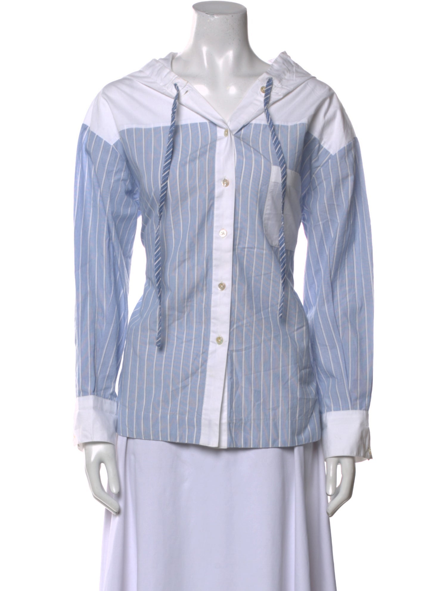Sea New York Striped Long Sleeve Button-Up Top
