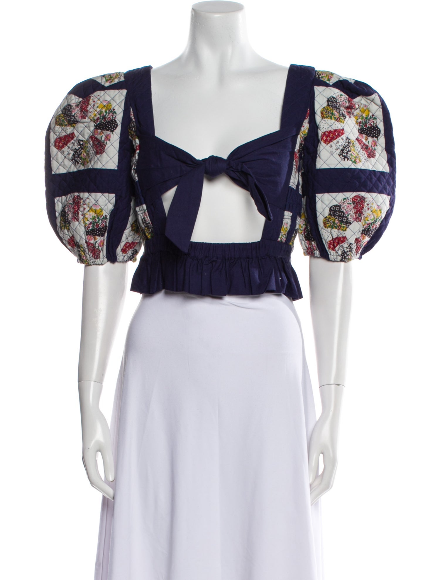 Sea New York Printed Square Neckline Crop Top