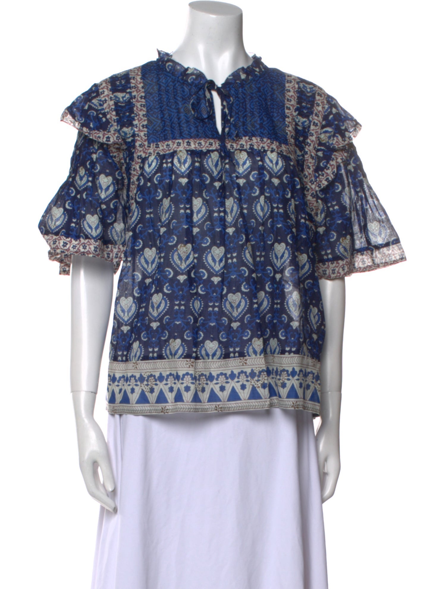 Sea New York Printed Tie Neck Blouse