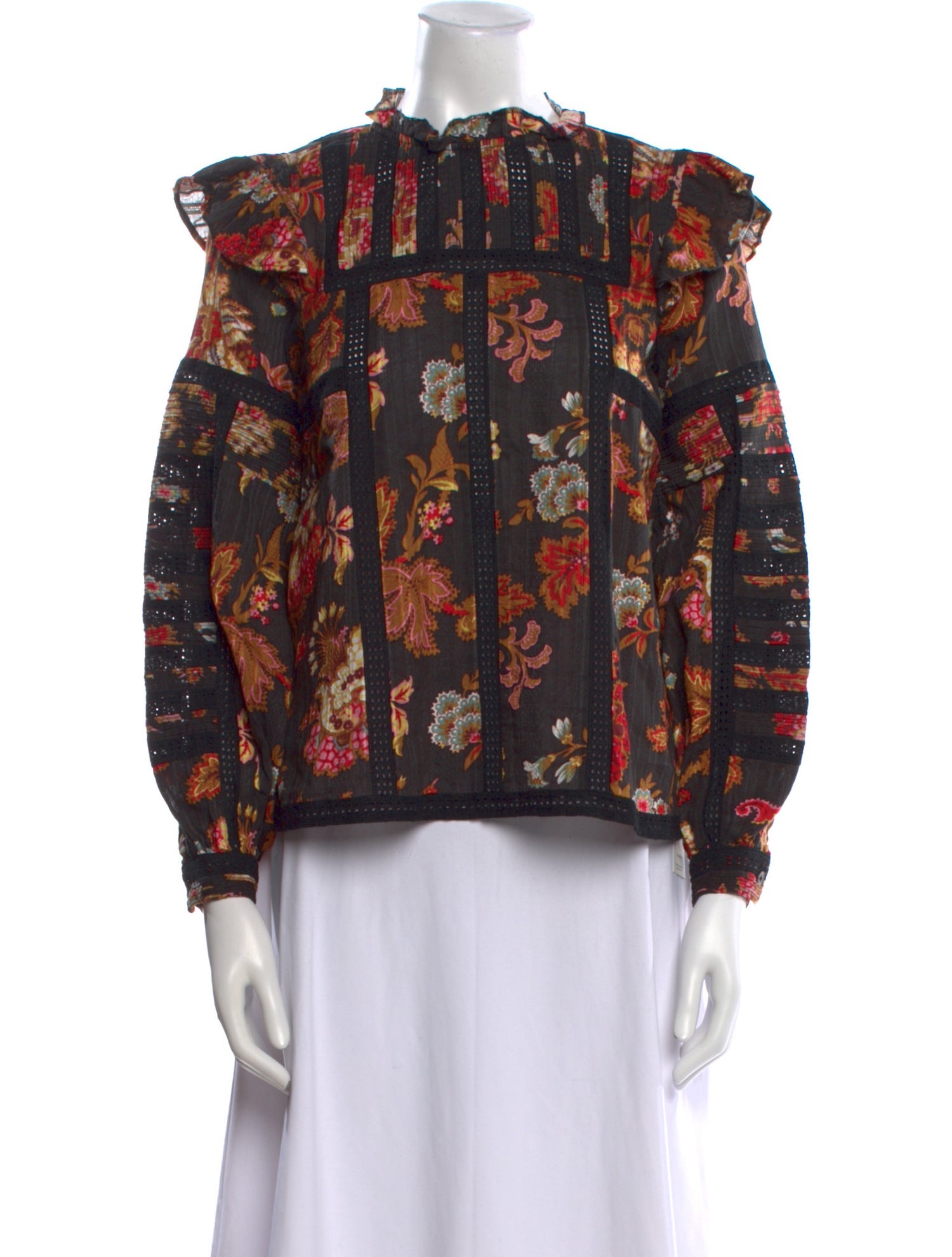 Sea New York Floral Print Mock Neck Blouse