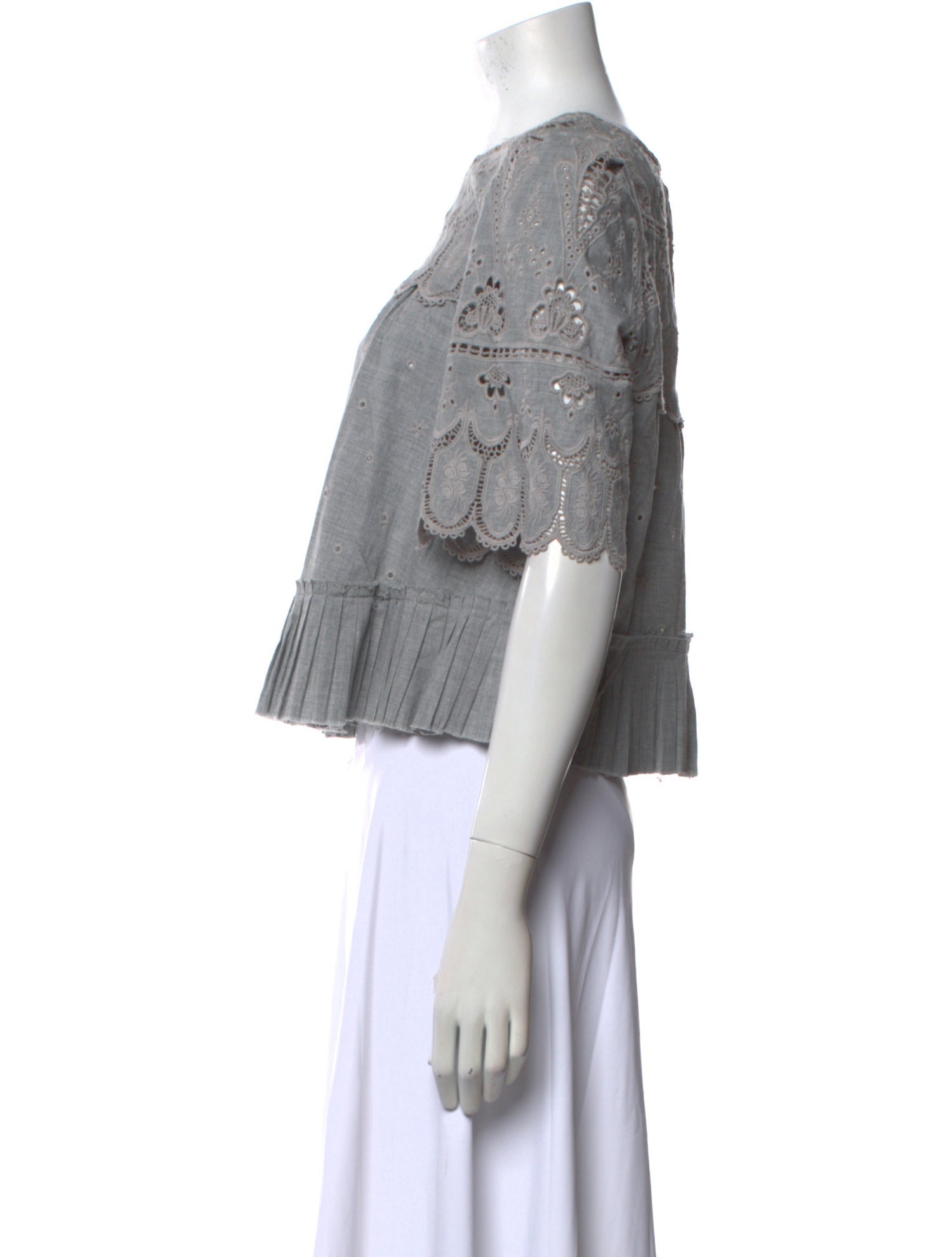 Sea New York Crew Neck Three-Quarter Sleeve Crop Top