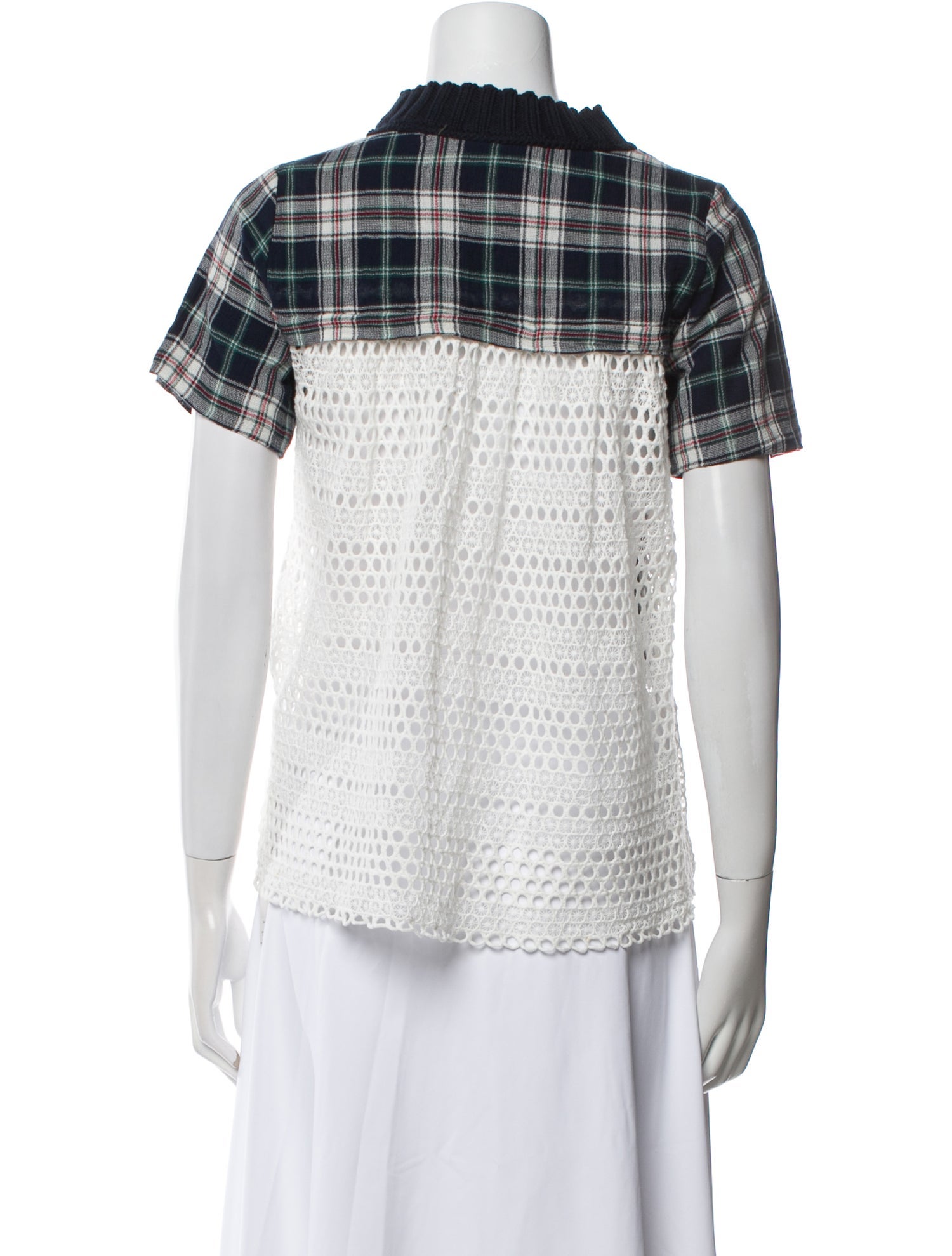 Sea New York Plaid Print Mock Neck Top