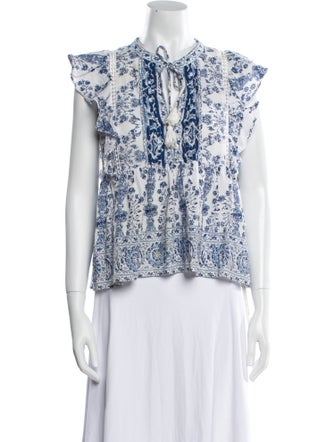 Sea New York Floral Print V-Neck Blouse