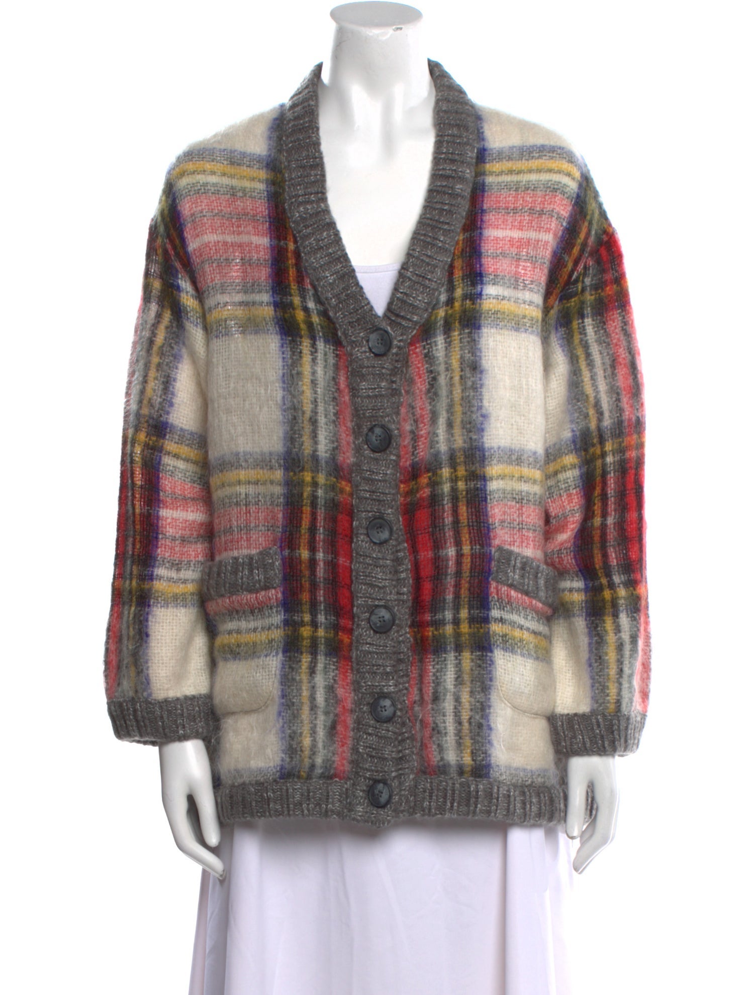 Sea New York Plaid Print V-Neck Sweater