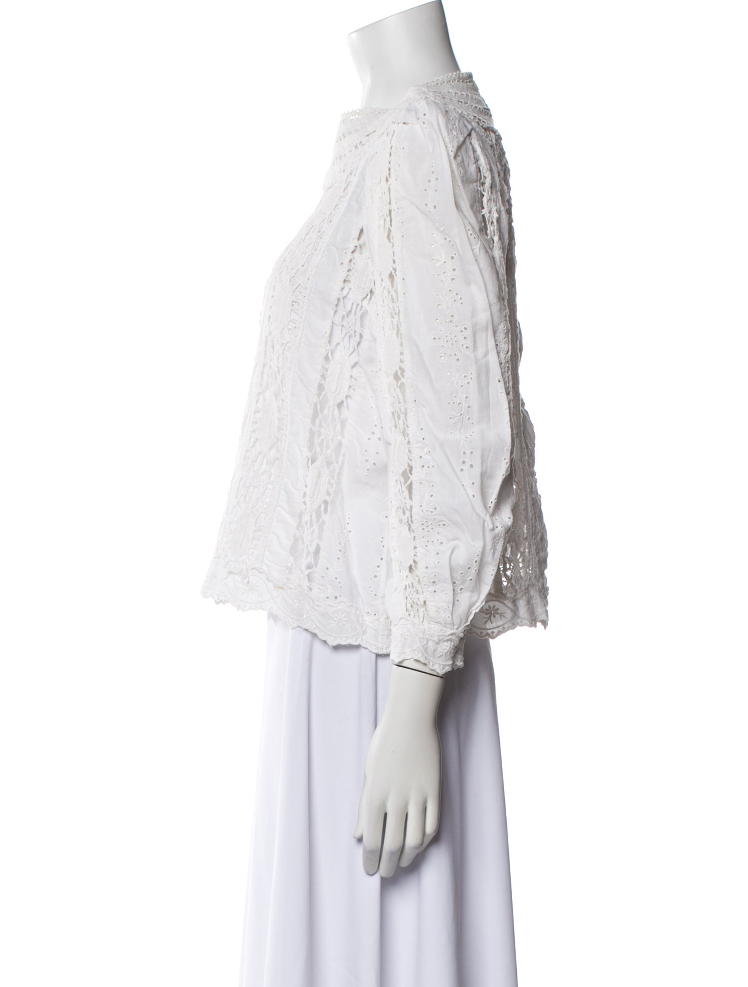 Sea New York Mock Neck Three-Quarter Sleeve Crop Top