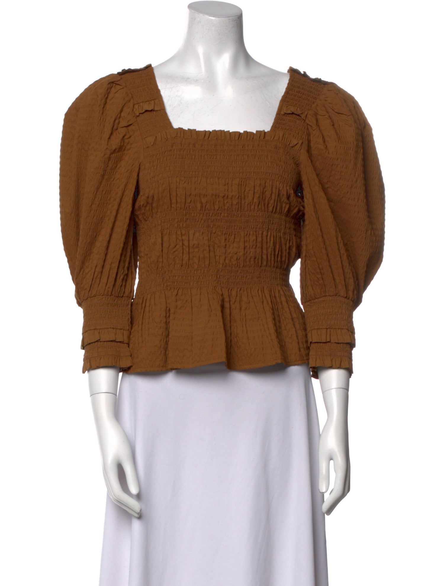 Sea New York Square Neckline Three-Quarter Sleeve Crop Top