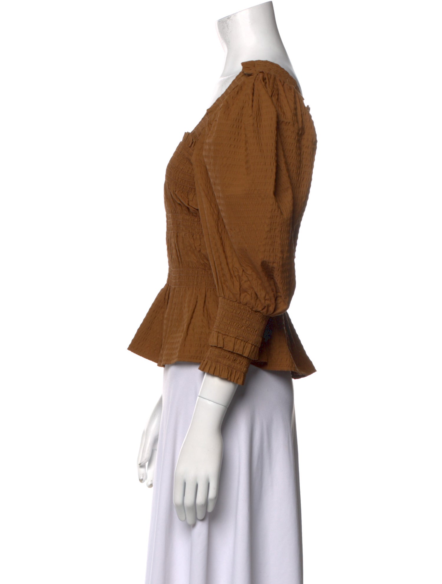 Sea New York Square Neckline Three-Quarter Sleeve Crop Top