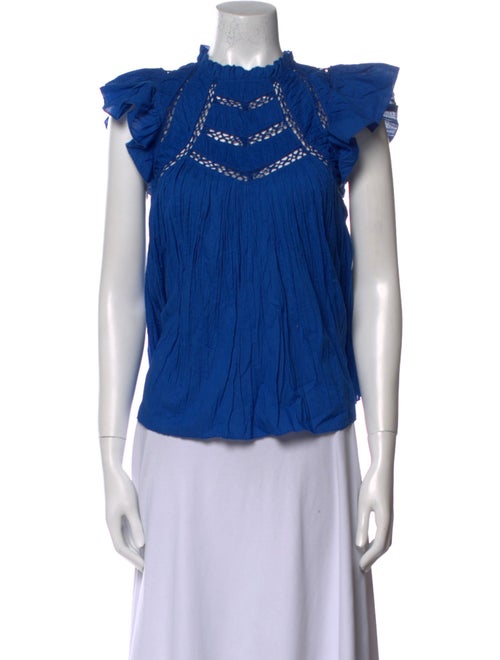 Sea New York Mock Neck Short Sleeve Blouse