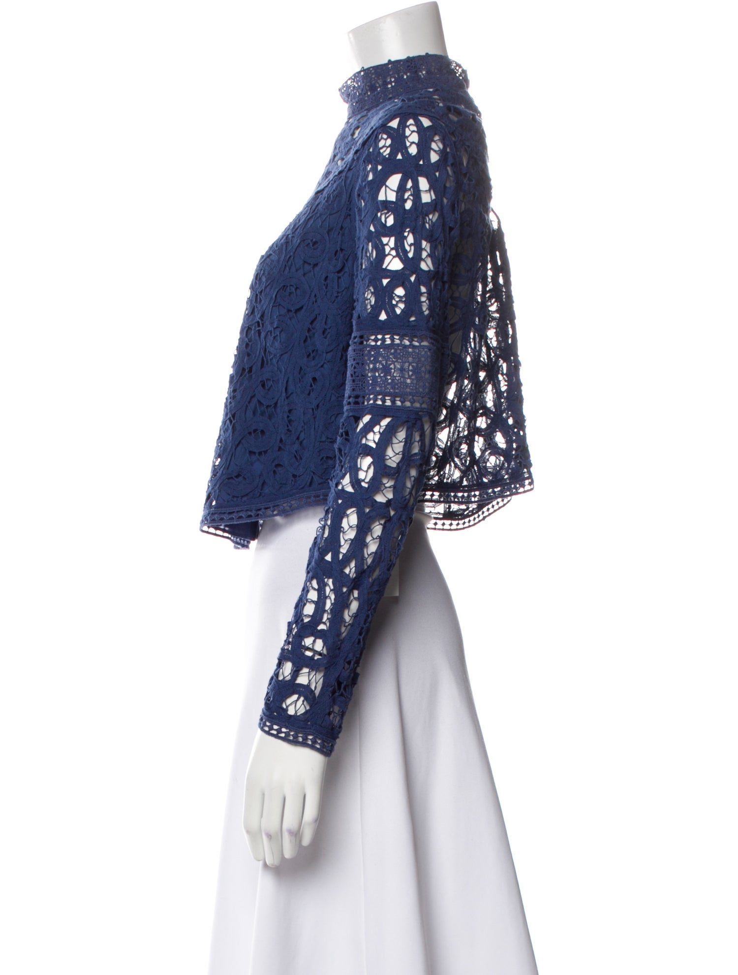 Sea New York Lace Pattern Mock Neck Crop Top