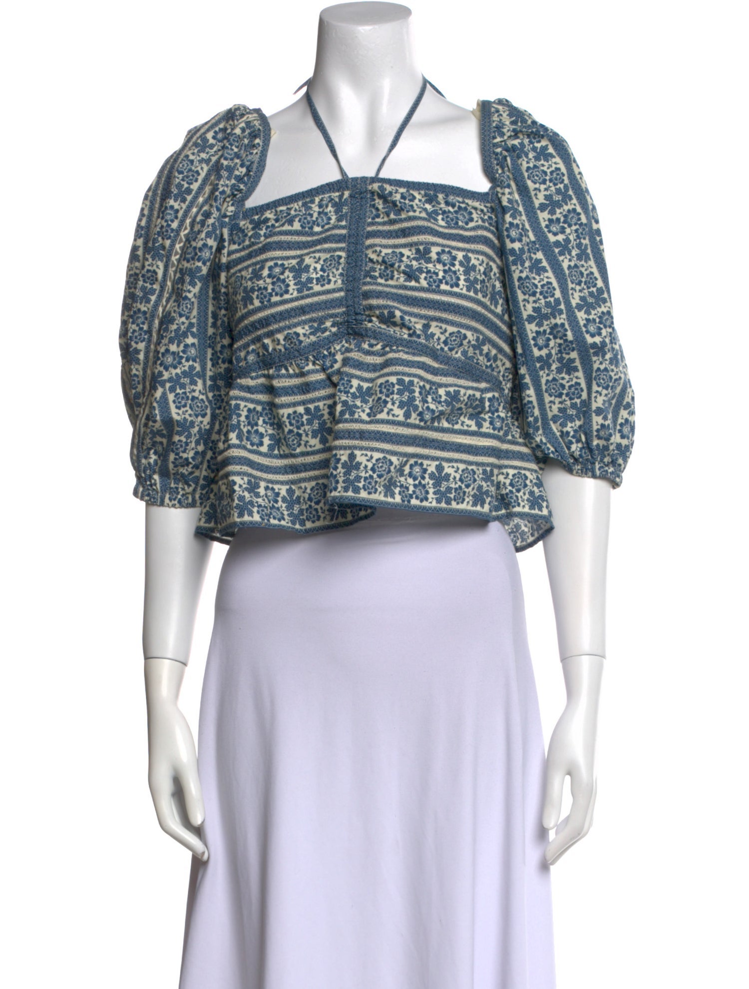 Sea New York Paisley Print Square Neckline Crop Top
