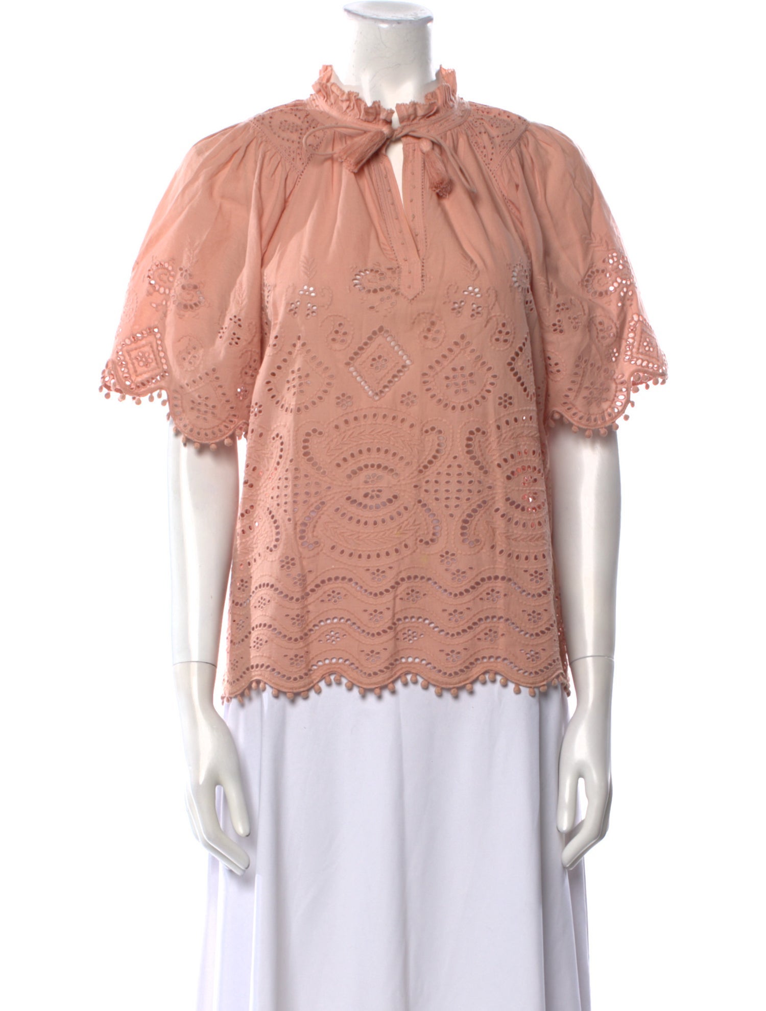 Sea New York Mock Neck Short Sleeve Blouse