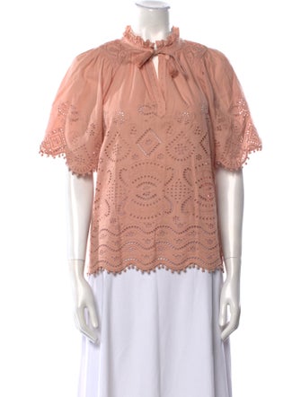 Sea New York Mock Neck Short Sleeve Blouse