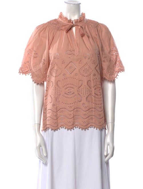 Sea New York Mock Neck Short Sleeve Blouse