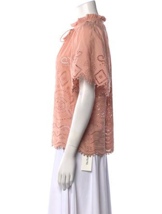 Sea New York Mock Neck Short Sleeve Blouse