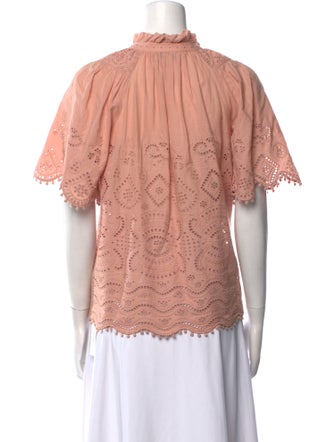 Sea New York Mock Neck Short Sleeve Blouse