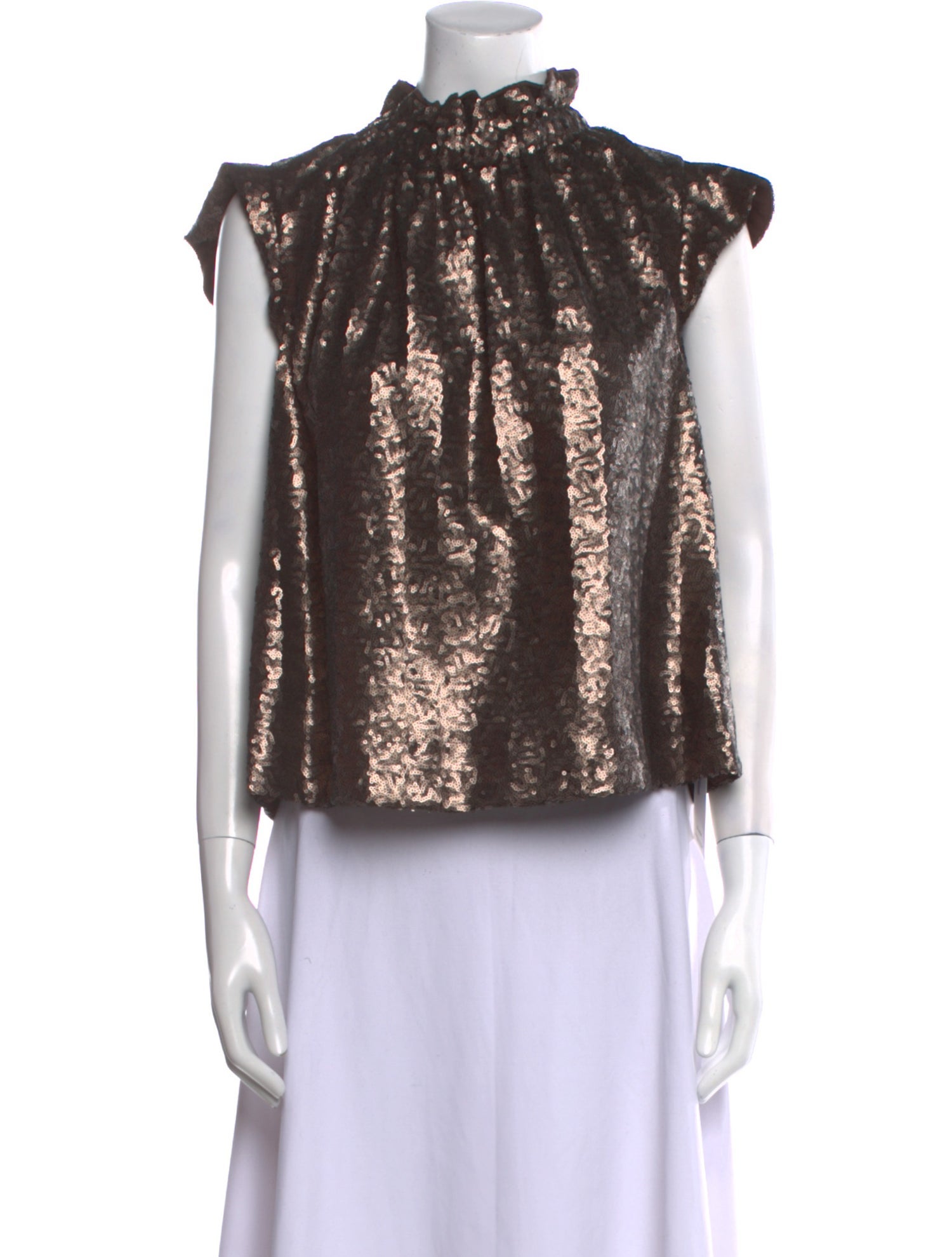 Sea New York Mock Neck Short Sleeve Blouse