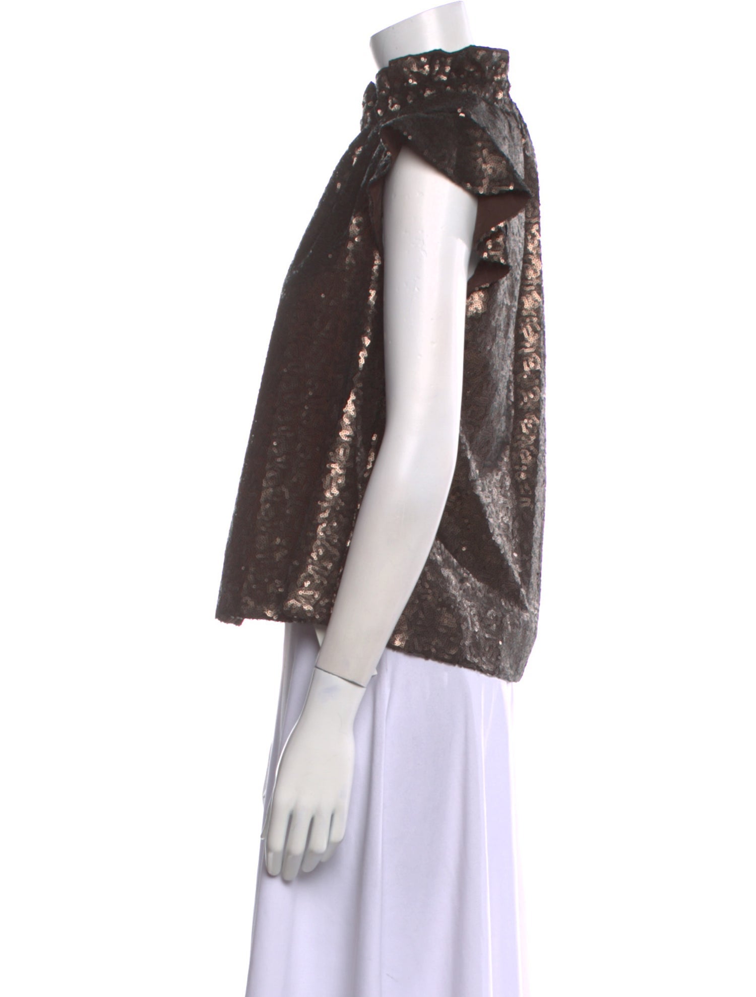 Sea New York Mock Neck Short Sleeve Blouse