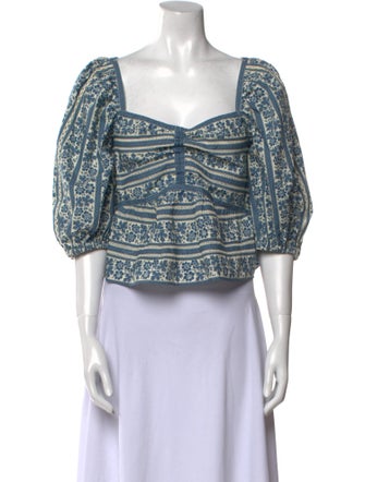 Sea New York Floral Print Square Neckline Crop Top