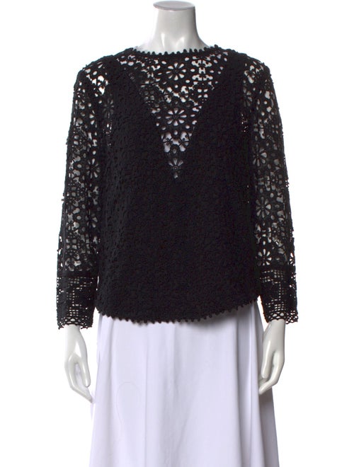 Sea New York Lace Pattern Bateau Neckline Blouse