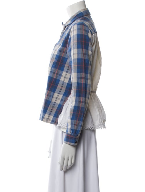 Sea New York Plaid Print Long Sleeve Button-Up Top