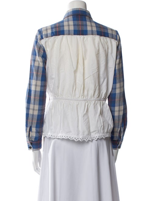 Sea New York Plaid Print Long Sleeve Button-Up Top