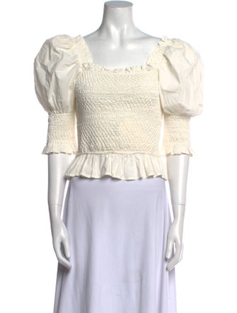 Sea New York Square Neckline Short Sleeve Crop Top