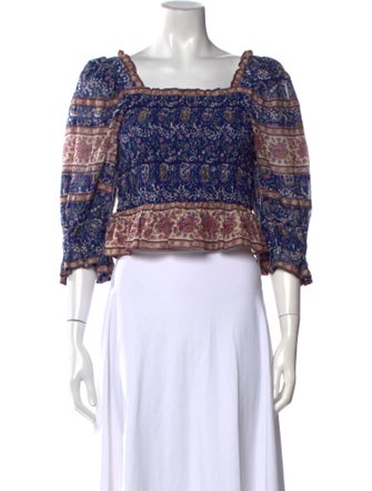 Sea New York Paisley Print Square Neckline Crop Top