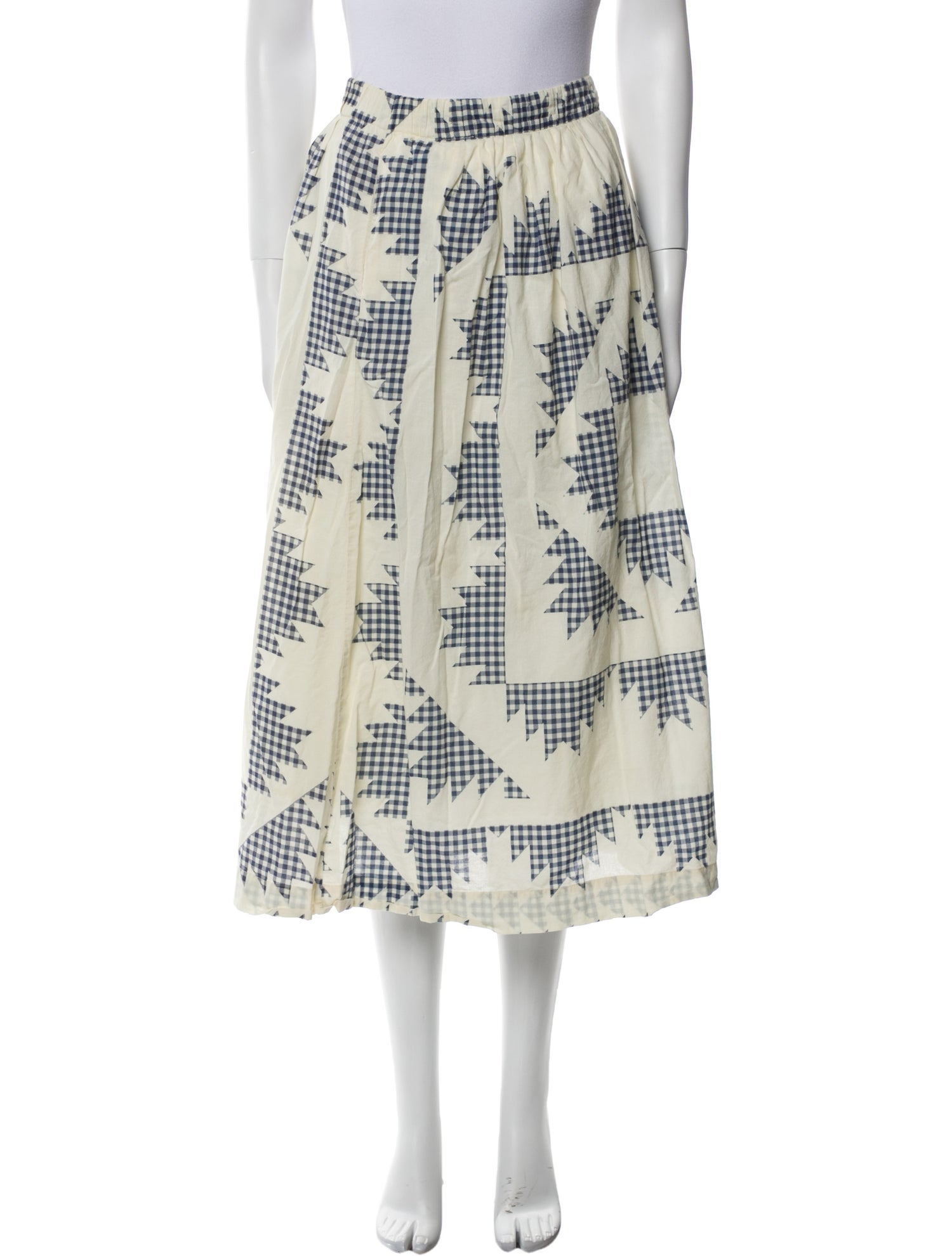 Sea New York Plaid Print Midi Length Skirt