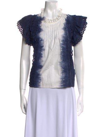 Sea New York Tie-Dye Print Mock Neck Blouse