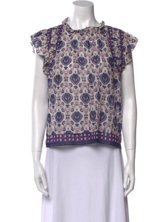 Sea New York Printed Mock Neck Blouse