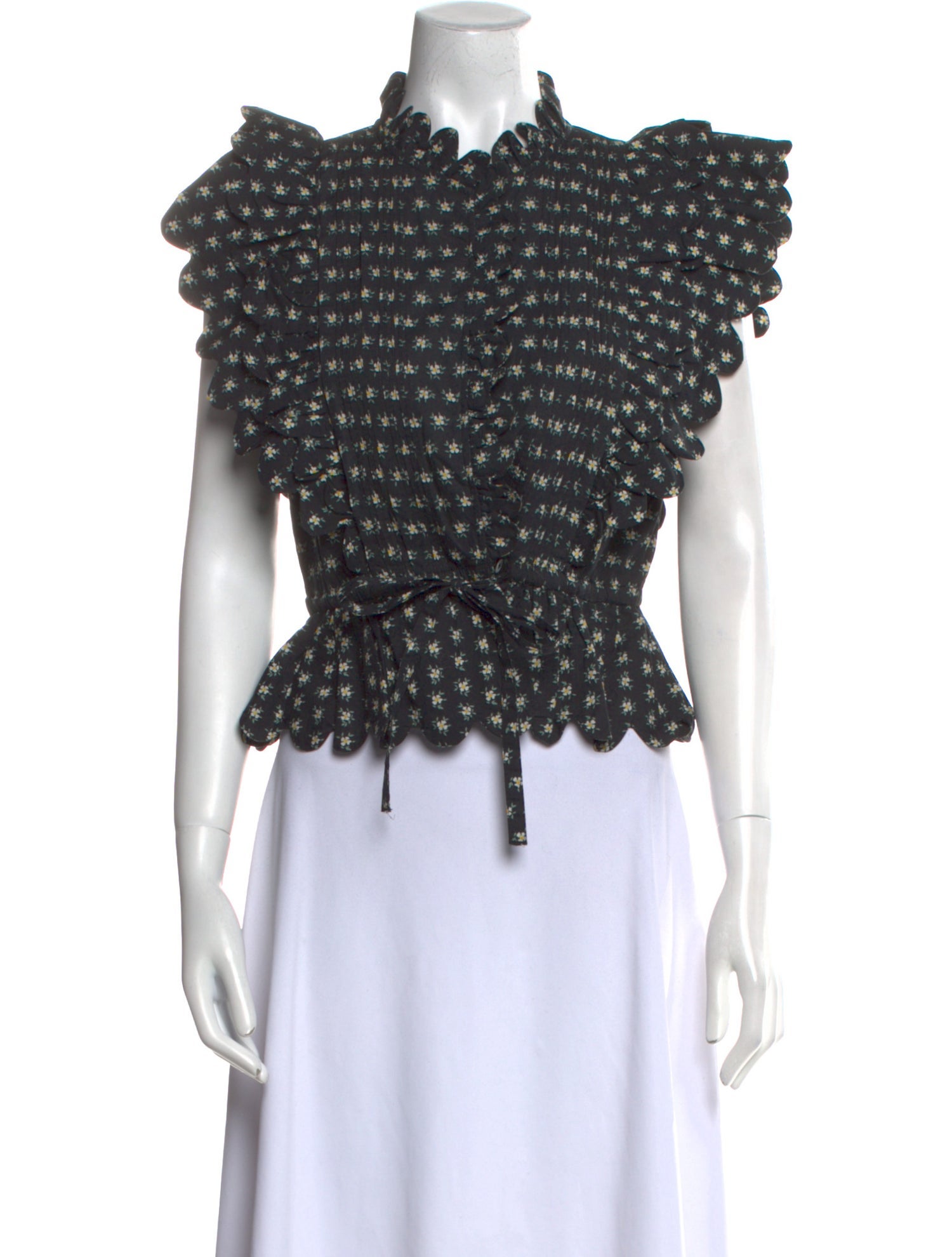 Sea New York Lace Pattern Mock Neck Crop Top