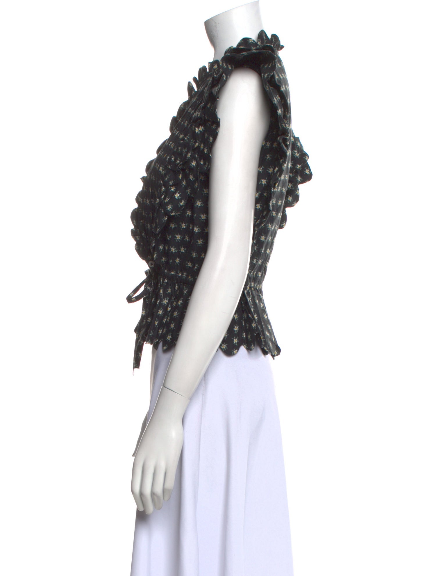 Sea New York Lace Pattern Mock Neck Crop Top