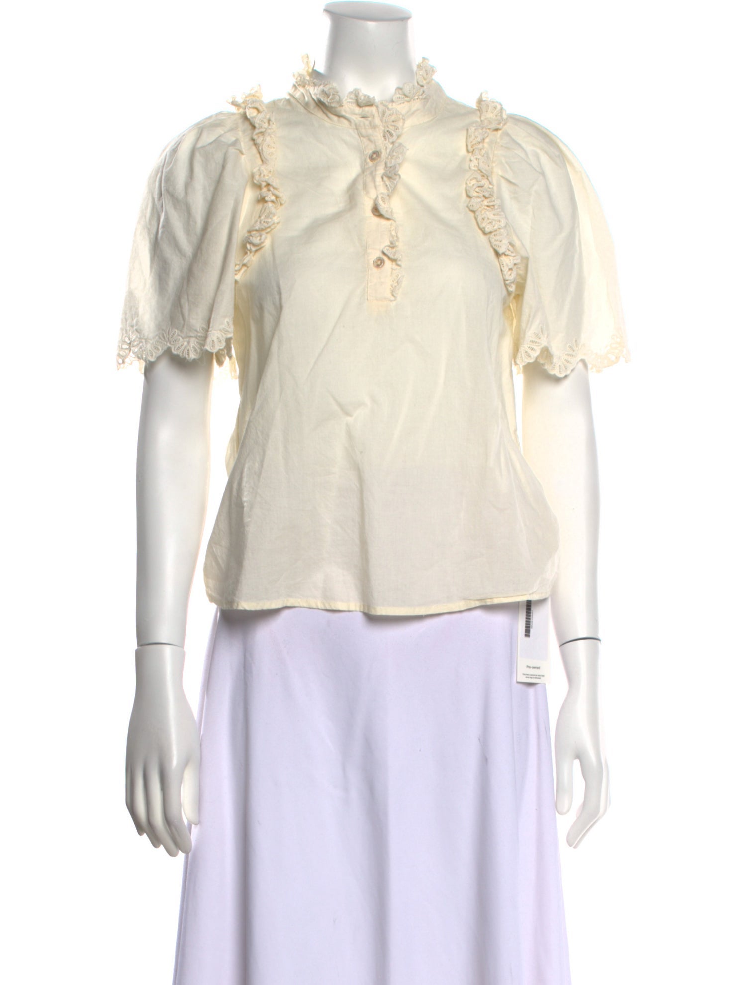 Sea New York Mock Neck Short Sleeve Blouse