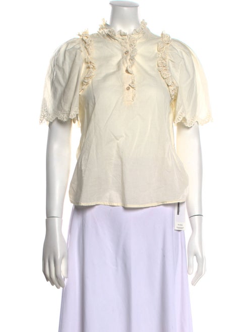 Sea New York Mock Neck Short Sleeve Blouse