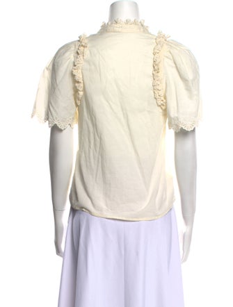 Sea New York Mock Neck Short Sleeve Blouse