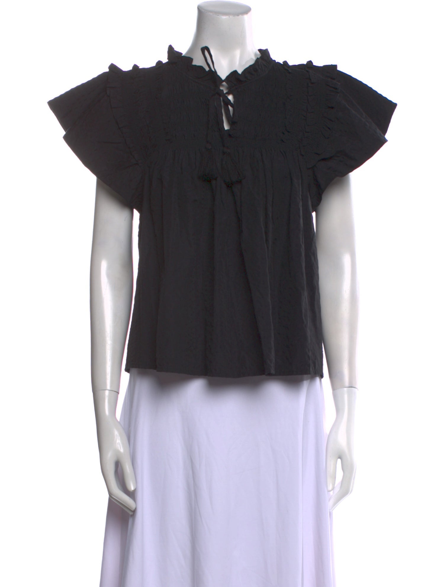 Sea New York Mock Neck Short Sleeve Blouse