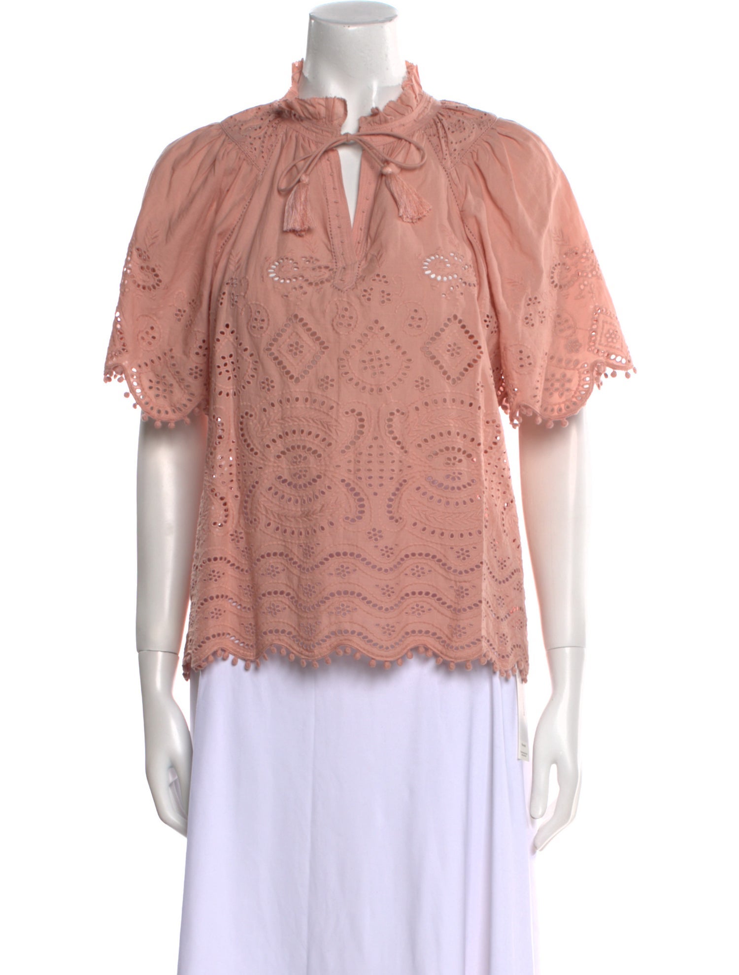 Sea New York Mock Neck Short Sleeve Blouse