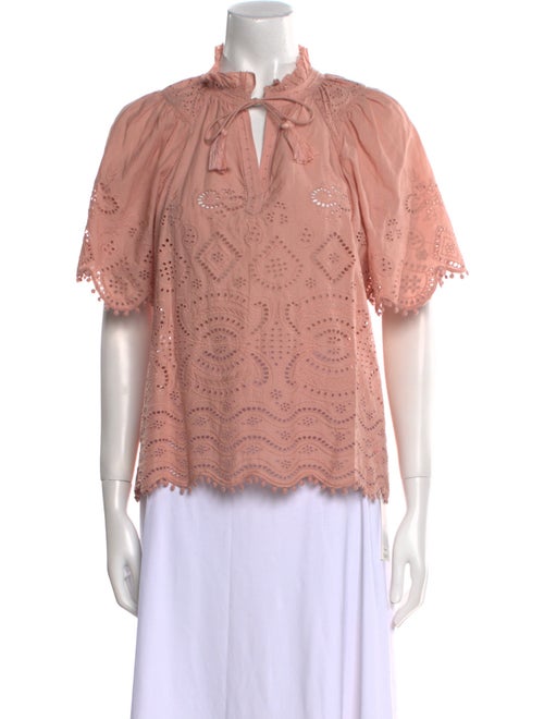 Sea New York Mock Neck Short Sleeve Blouse