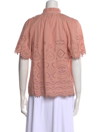 Sea New York Mock Neck Short Sleeve Blouse